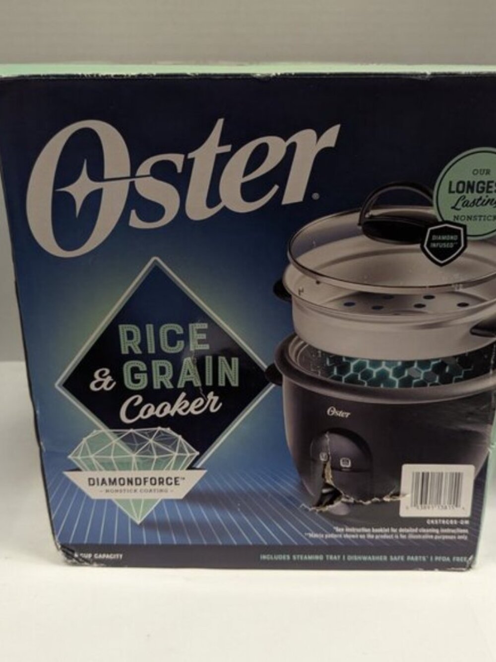 Oster DiamondForce Nonstick 6-Cup Electric Rice & Grain Cooker – Black, 700W